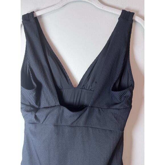 Andie Swim The Mykonos Rib One Piece Long Torso Swimsuit Black size M Tall NEW - Picture 7 of 16